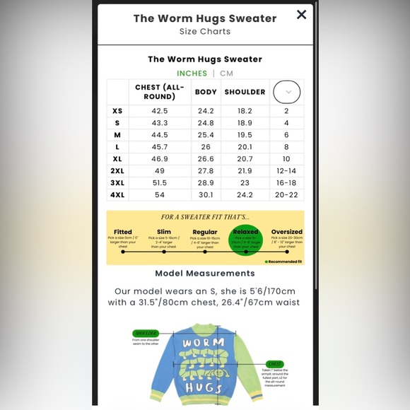Blue and Green Worm Hugs Turtleneck Sweater, XS - Picture 6 of 6